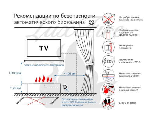 Автоматический биокамин Lux Fire Smart Flame 900 RC